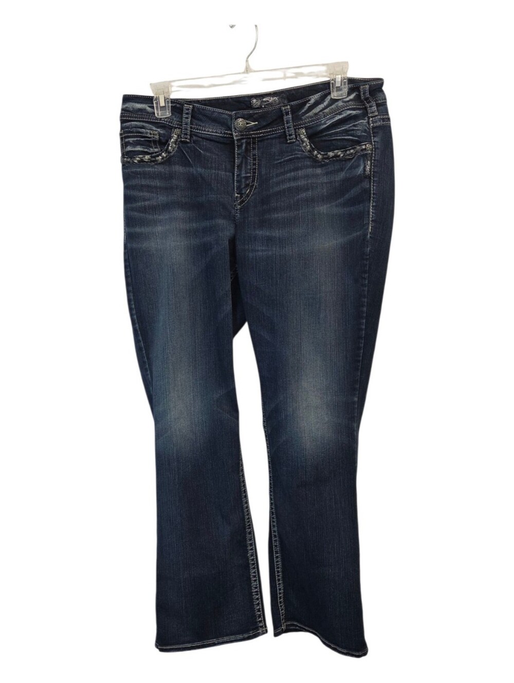 Silver Jeans Co. Suki Slim Bootcut Womens 16x31 Blue Denim Logo Mid Rise